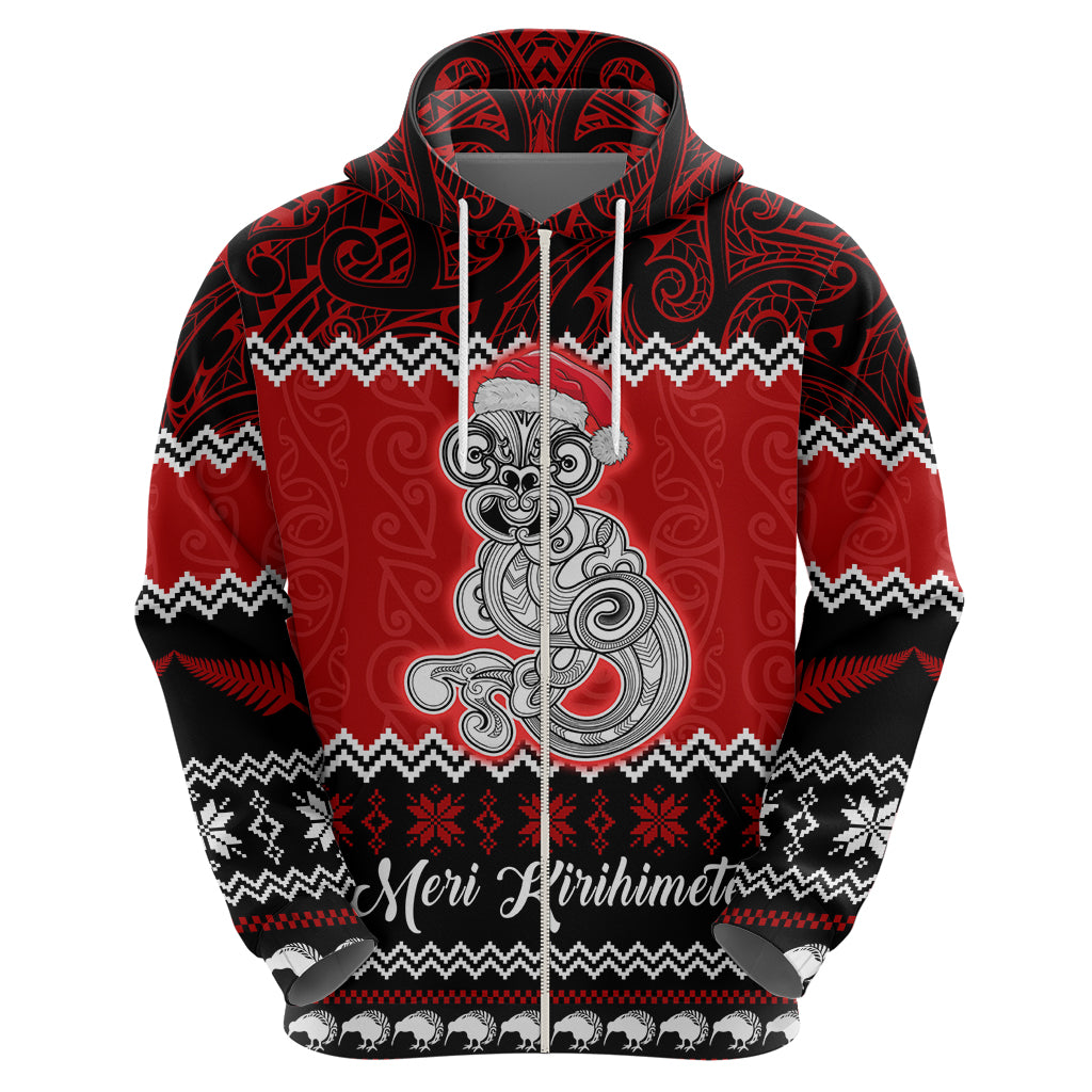 Personalised New Zealand Christmas Hoodie Maori Tiki Meri Kirihimete - Wonder Print Shop