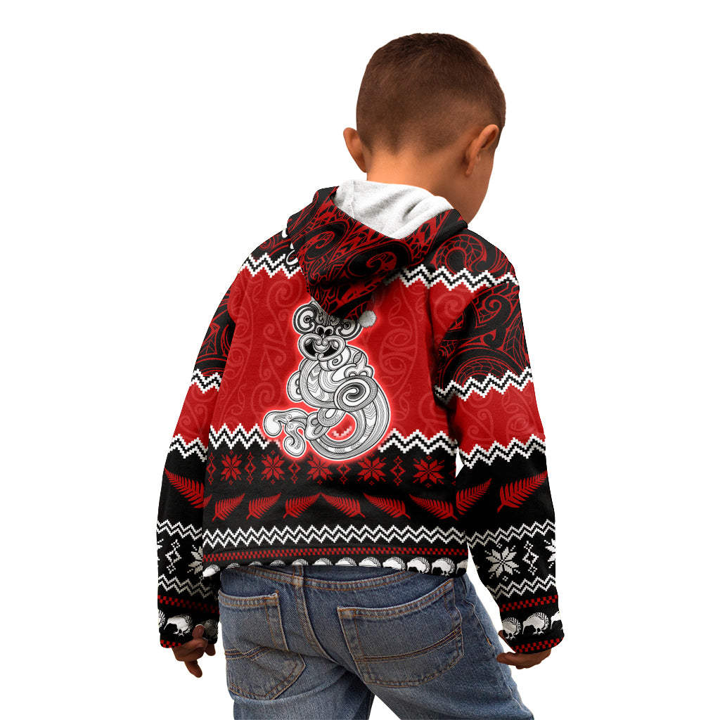 Personalised New Zealand Christmas Kid Hoodie Maori Tiki Meri Kirihimete - Wonder Print Shop