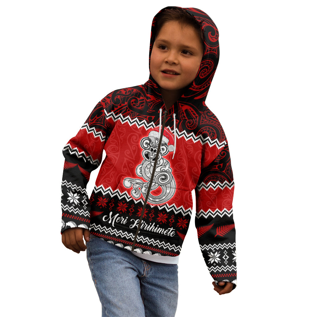 Personalised New Zealand Christmas Kid Hoodie Maori Tiki Meri Kirihimete - Wonder Print Shop