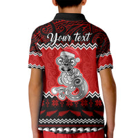 Personalised New Zealand Christmas Kid Polo Shirt Maori Tiki Meri Kirihimete - Wonder Print Shop