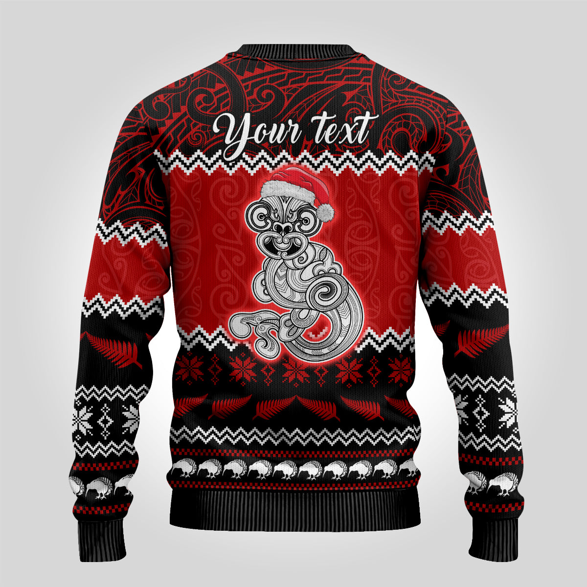 Personalised New Zealand Christmas Ugly Christmas Sweater Maori Tiki Meri Kirihimete - Wonder Print Shop