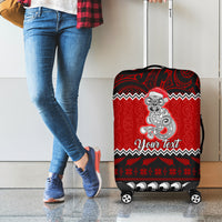 Personalised New Zealand Christmas Luggage Cover Maori Tiki Meri Kirihimete - Wonder Print Shop