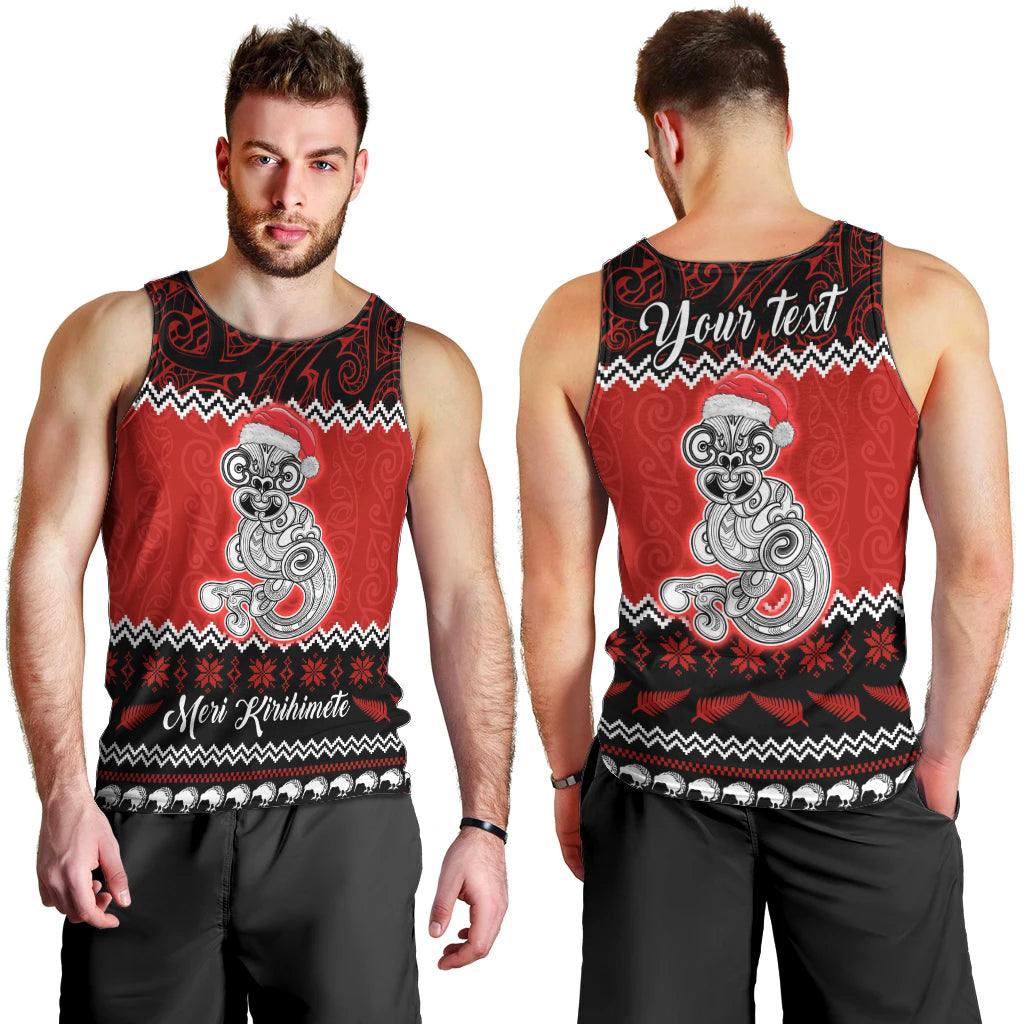Personalised New Zealand Christmas Men Tank Top Maori Tiki Meri Kirihimete - Wonder Print Shop