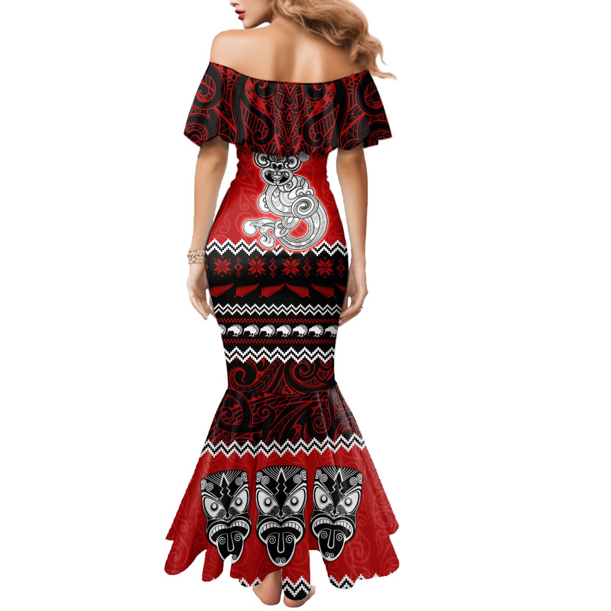 Personalised New Zealand Christmas Mermaid Dress Maori Tiki Meri Kirihimete - Wonder Print Shop