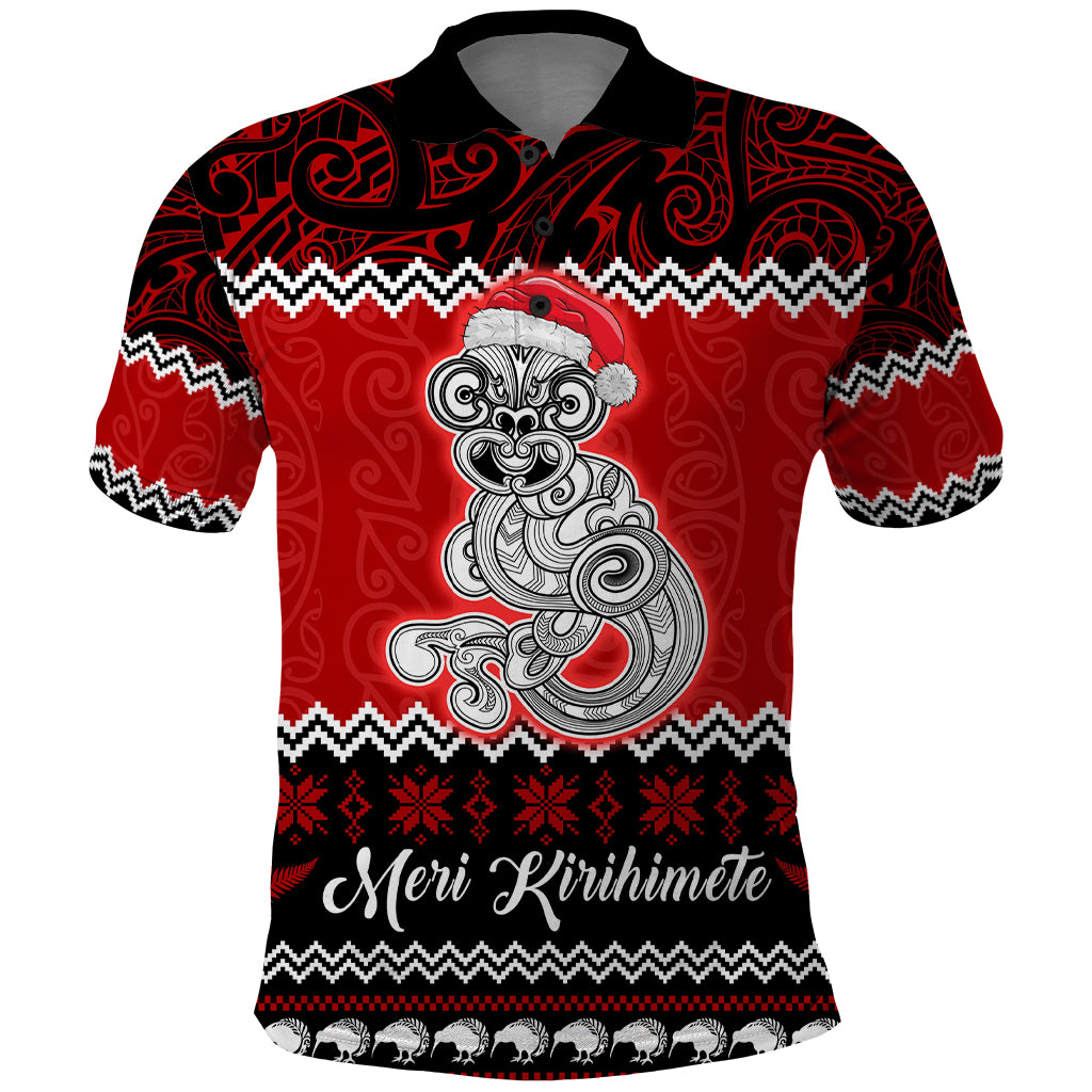 Personalised New Zealand Christmas Polo Shirt Maori Tiki Meri Kirihimete - Wonder Print Shop