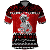 Personalised New Zealand Christmas Polo Shirt Maori Tiki Meri Kirihimete - Wonder Print Shop