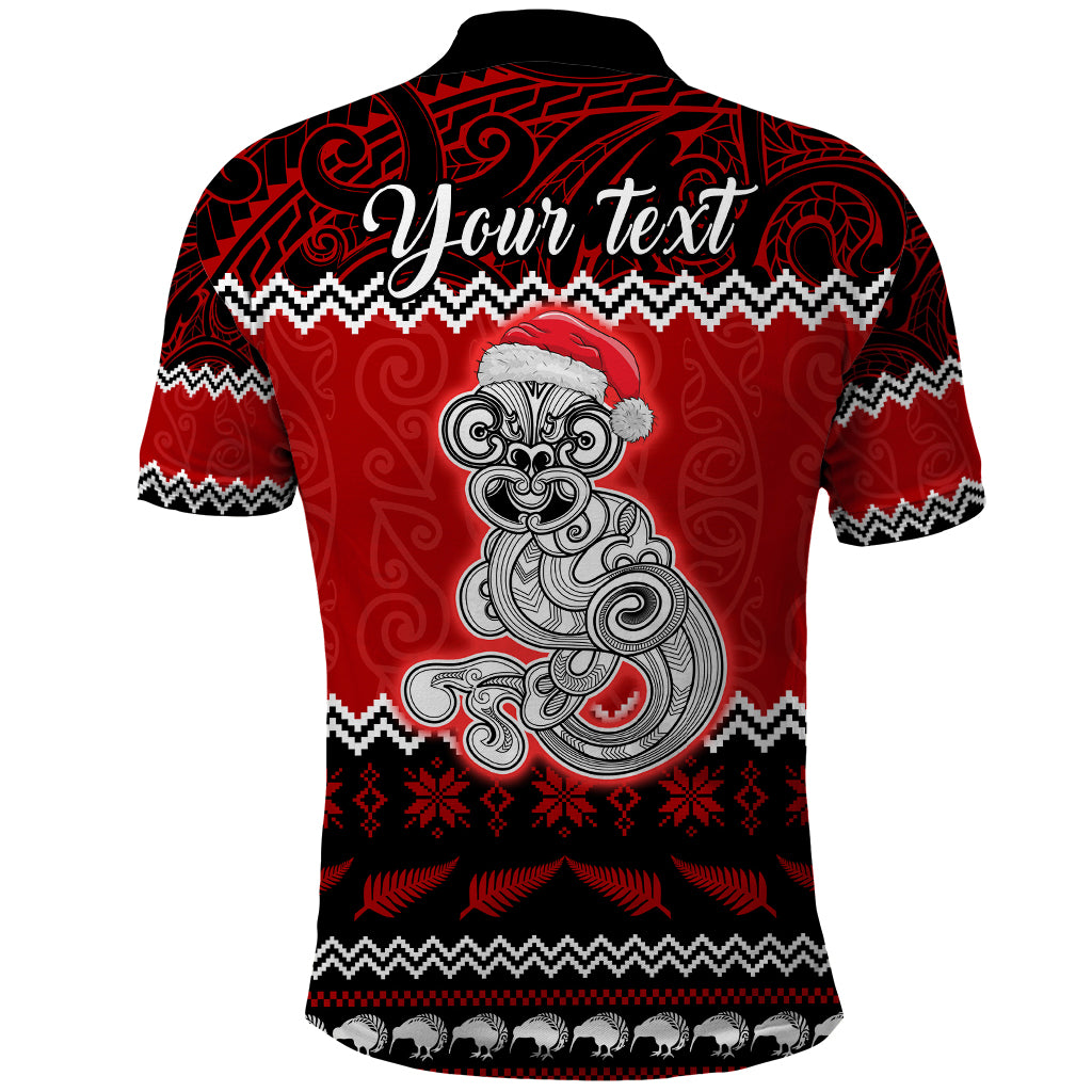 Personalised New Zealand Christmas Polo Shirt Maori Tiki Meri Kirihimete - Wonder Print Shop