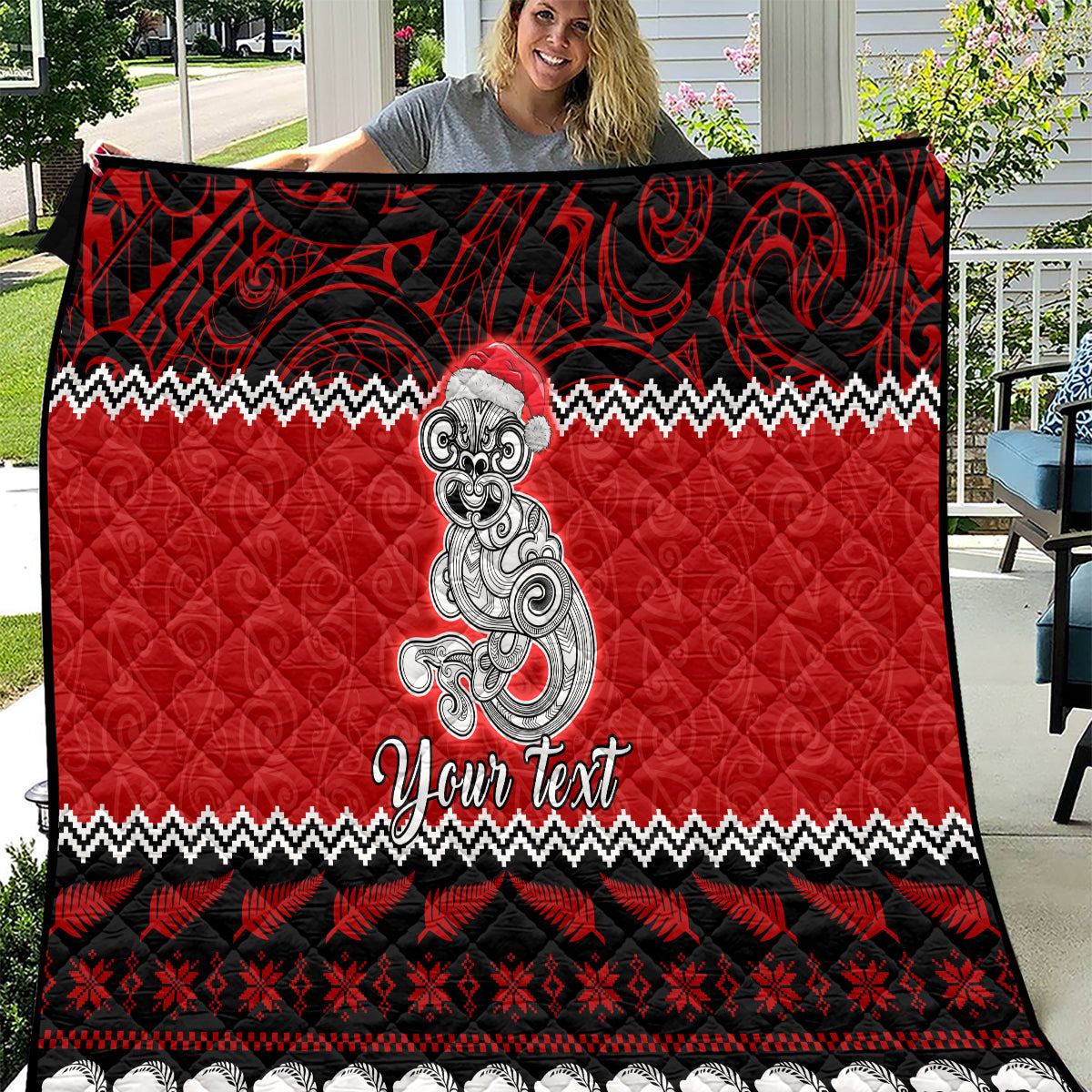 Personalised New Zealand Christmas Quilt Maori Tiki Meri Kirihimete - Wonder Print Shop