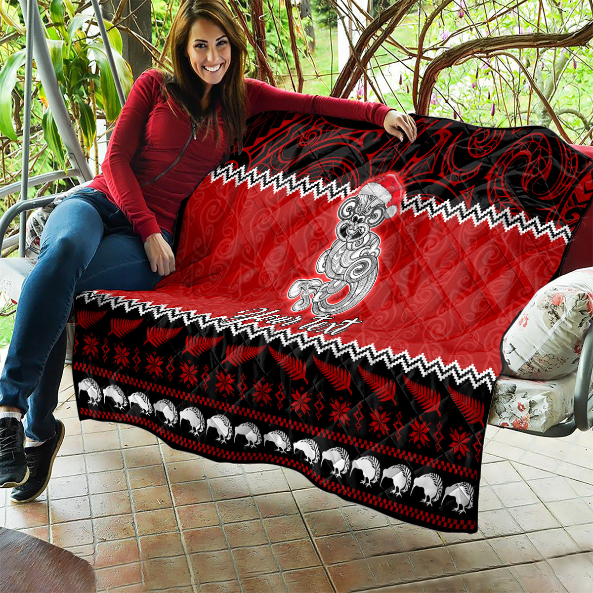 Personalised New Zealand Christmas Quilt Maori Tiki Meri Kirihimete - Wonder Print Shop