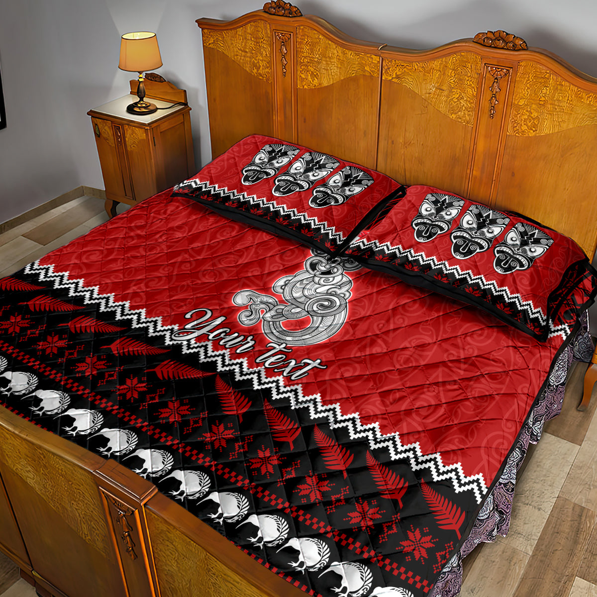 Personalised New Zealand Christmas Quilt Bed Set Maori Tiki Meri Kirihimete - Wonder Print Shop