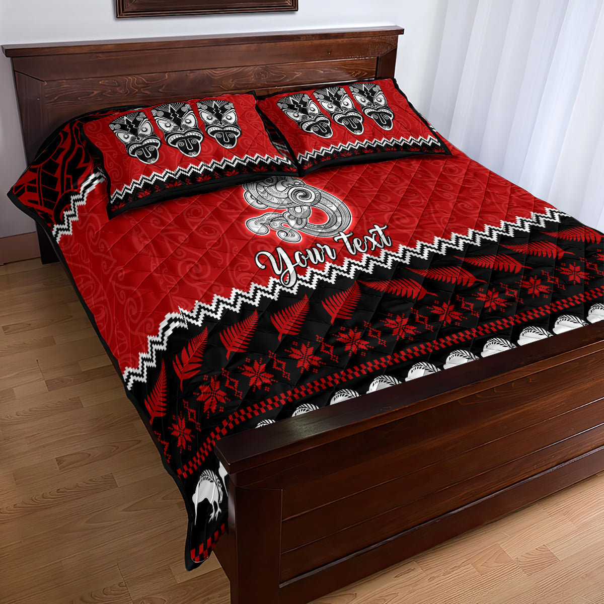 Personalised New Zealand Christmas Quilt Bed Set Maori Tiki Meri Kirihimete - Wonder Print Shop