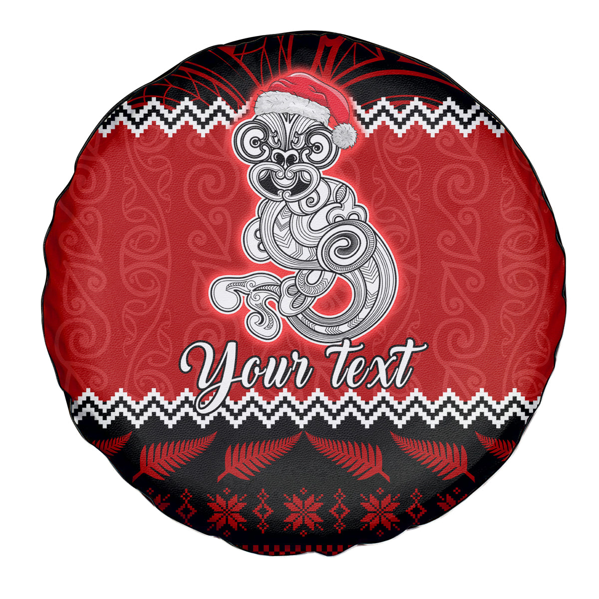 Personalised New Zealand Christmas Spare Tire Cover Maori Tiki Meri Kirihimete - Wonder Print Shop
