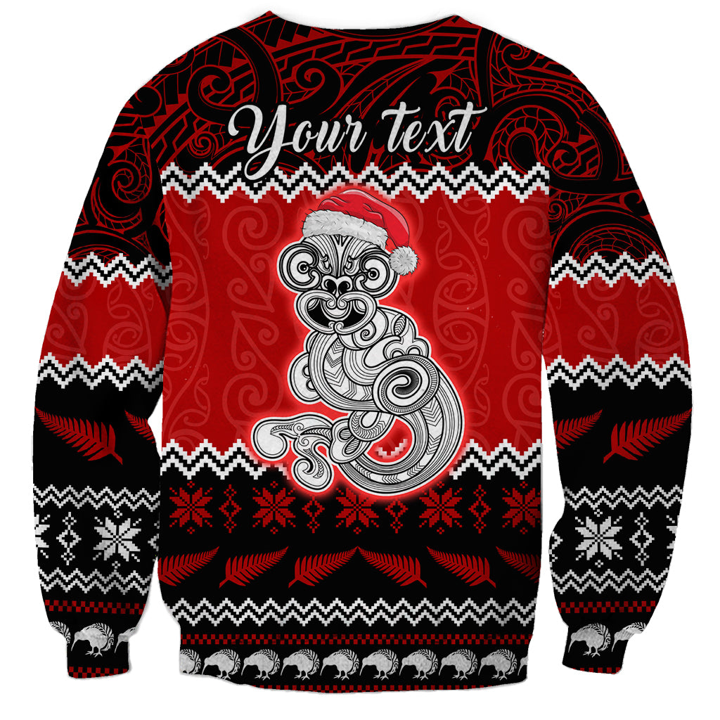Personalised New Zealand Christmas Sweatshirt Maori Tiki Meri Kirihimete - Wonder Print Shop