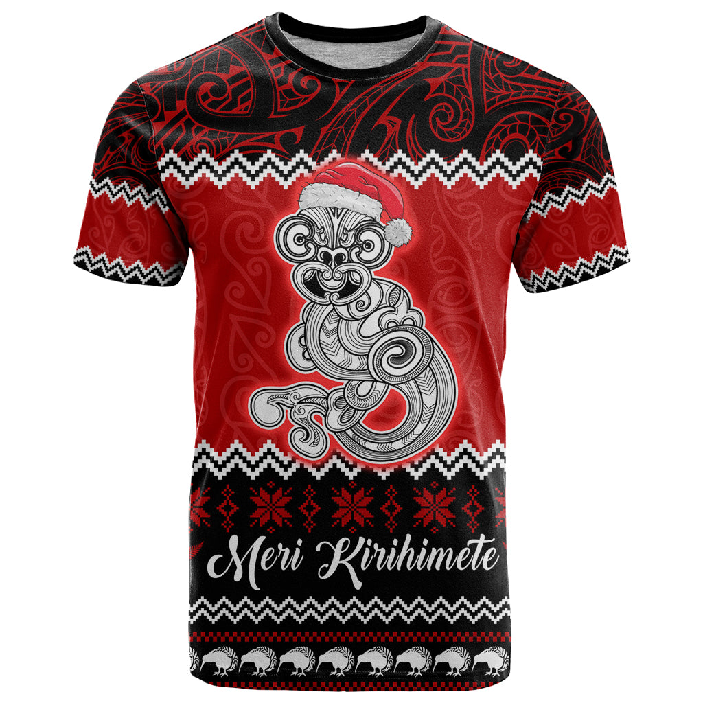 Personalised New Zealand Christmas T Shirt Maori Tiki Meri Kirihimete - Wonder Print Shop