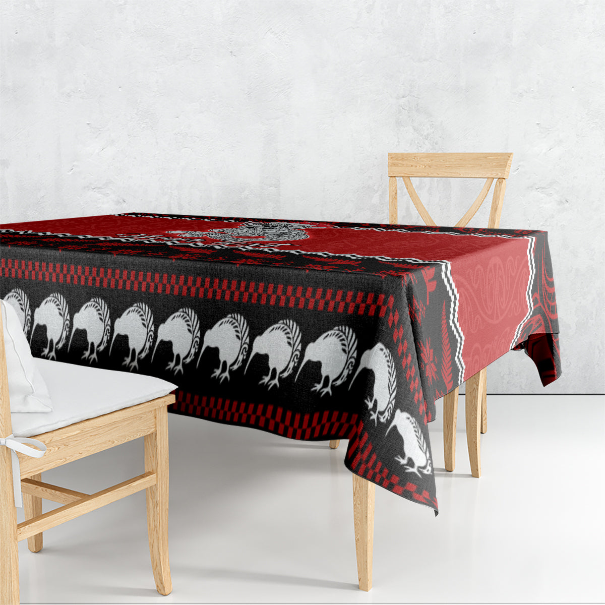 Personalised New Zealand Christmas Tablecloth Maori Tiki Meri Kirihimete - Wonder Print Shop