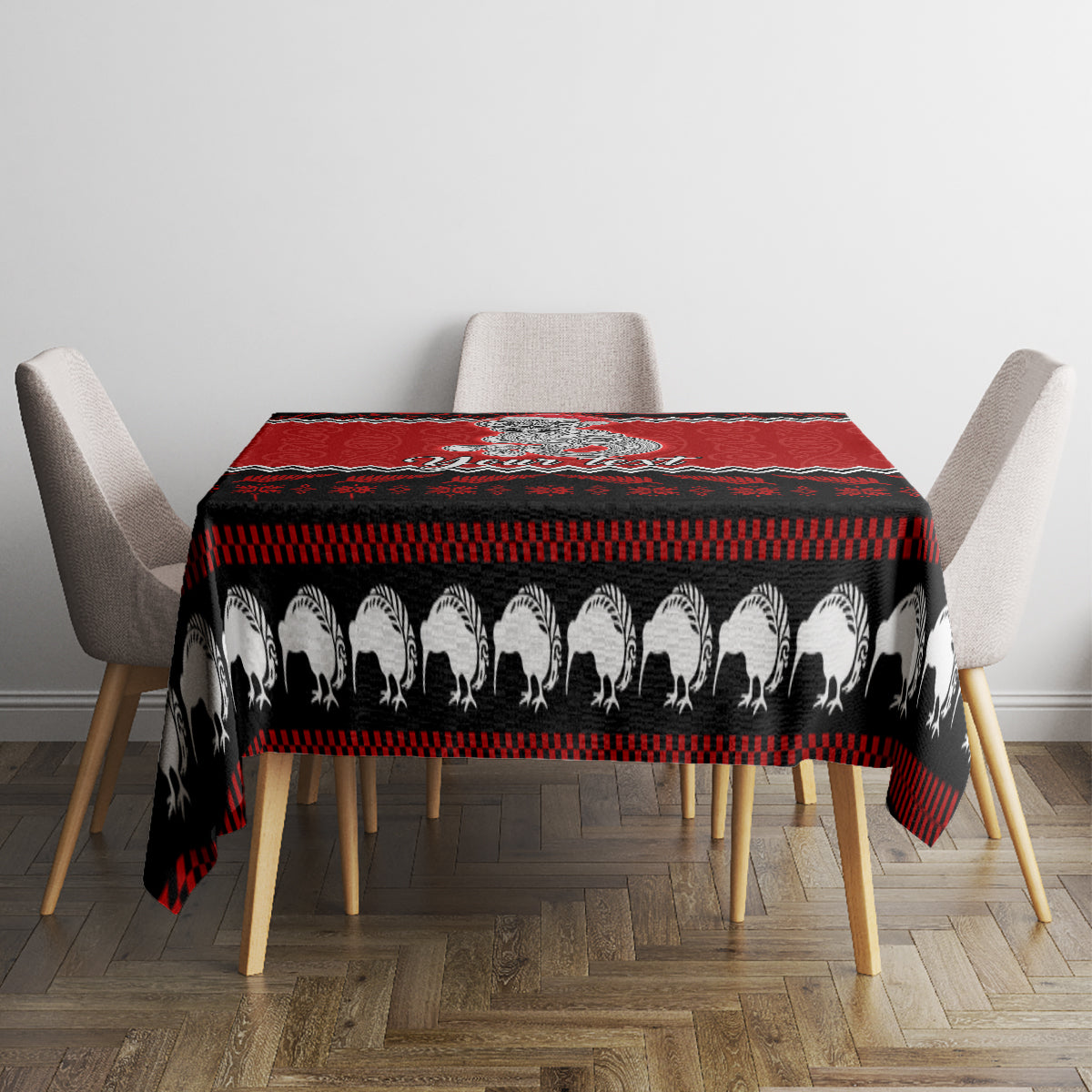Personalised New Zealand Christmas Tablecloth Maori Tiki Meri Kirihimete - Wonder Print Shop