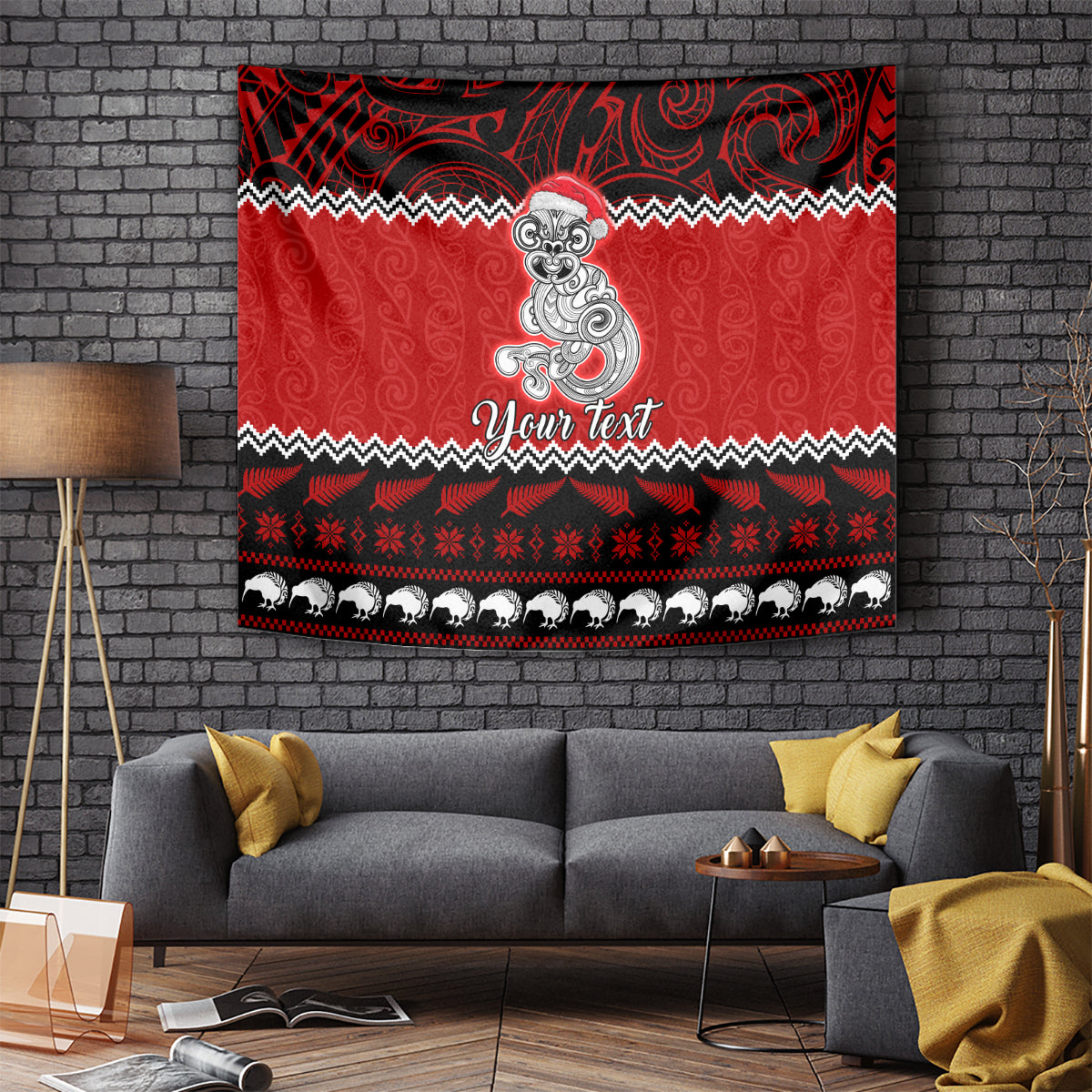 Personalised New Zealand Christmas Tapestry Maori Tiki Meri Kirihimete - Wonder Print Shop
