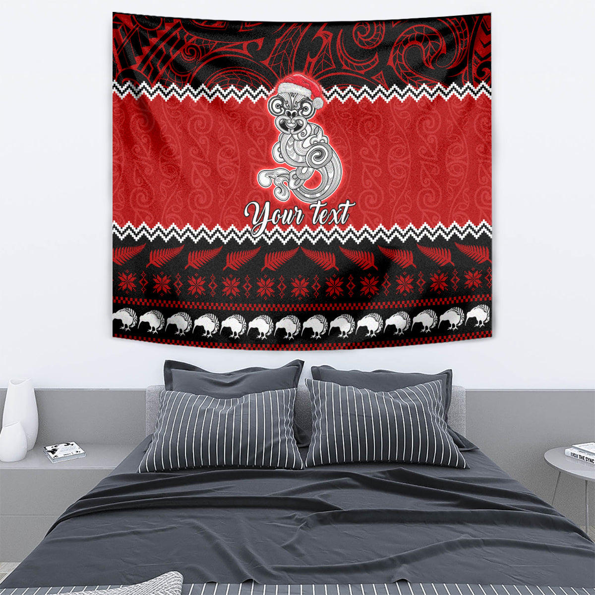 Personalised New Zealand Christmas Tapestry Maori Tiki Meri Kirihimete - Wonder Print Shop