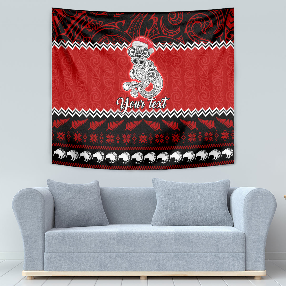 Personalised New Zealand Christmas Tapestry Maori Tiki Meri Kirihimete - Wonder Print Shop