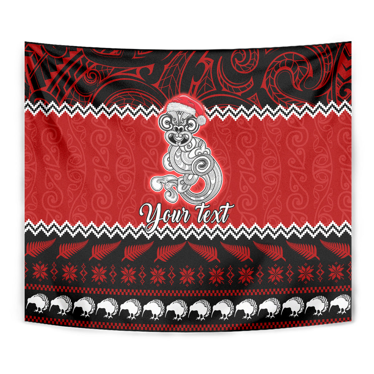 Personalised New Zealand Christmas Tapestry Maori Tiki Meri Kirihimete - Wonder Print Shop