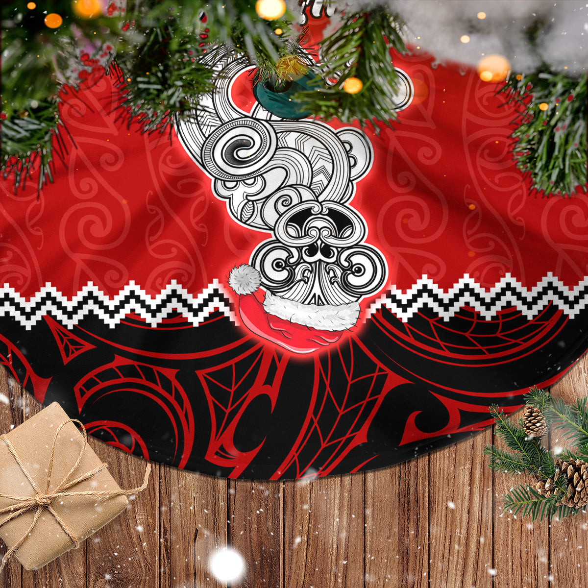 Personalised New Zealand Christmas Tree Skirt Maori Tiki Meri Kirihimete - Wonder Print Shop