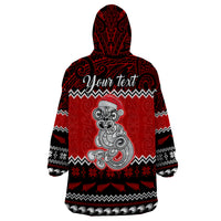 Personalised New Zealand Christmas Wearable Blanket Hoodie Maori Tiki Meri Kirihimete - Wonder Print Shop