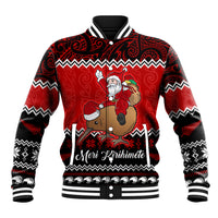 Personalised New Zealand Christmas Baseball Jacket Kiwi Santa Claus Maori Meri Kirihimete LT9 - Wonder Print Shop