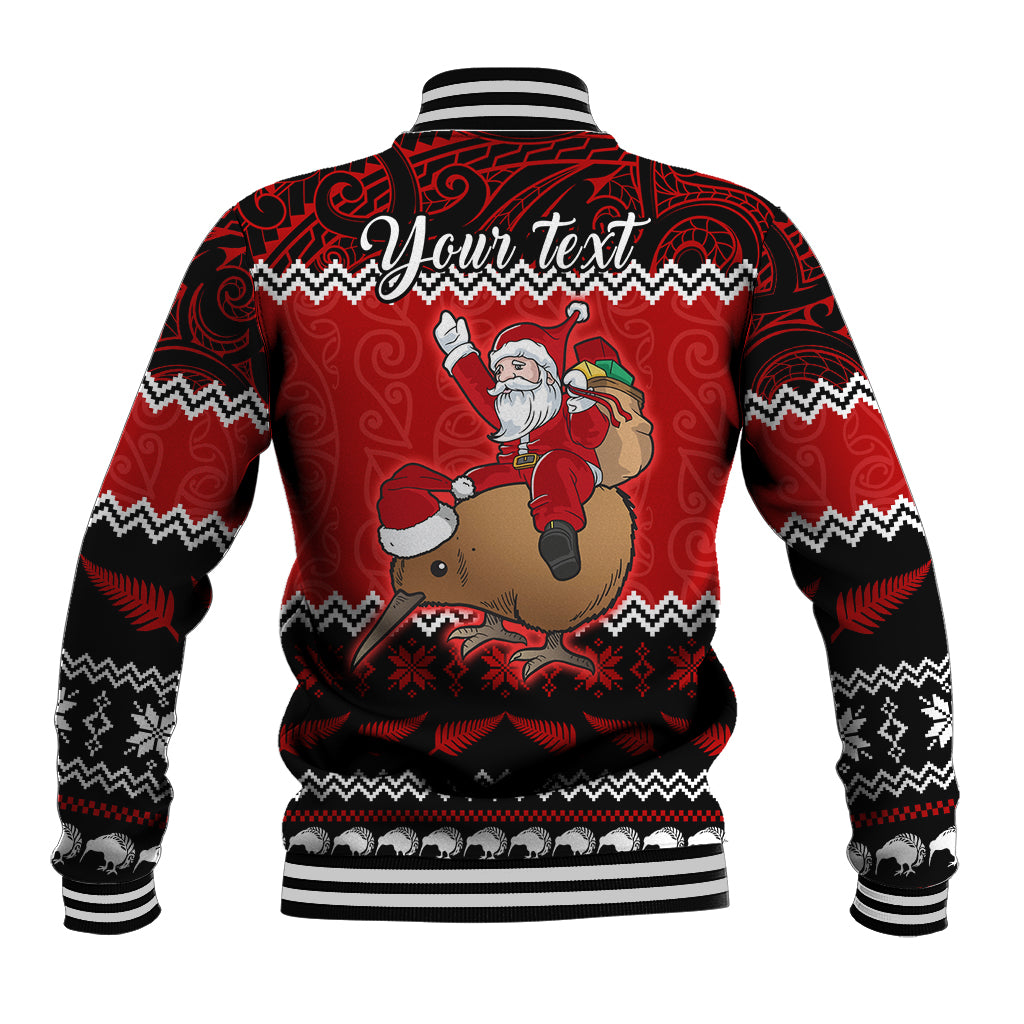 Personalised New Zealand Christmas Baseball Jacket Kiwi Santa Claus Maori Meri Kirihimete LT9 - Wonder Print Shop