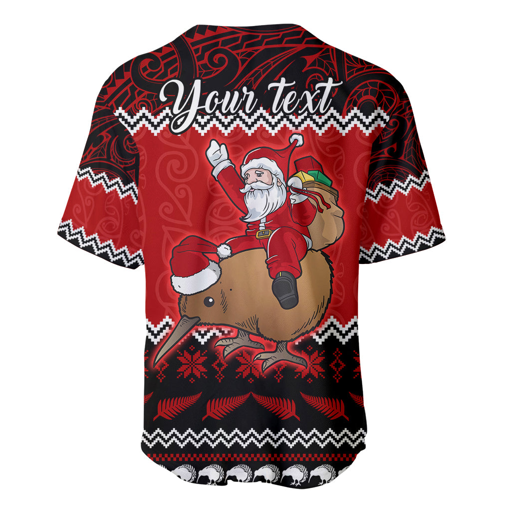 Personalised New Zealand Christmas Baseball Jersey Kiwi Santa Claus Maori Meri Kirihimete LT9 - Wonder Print Shop
