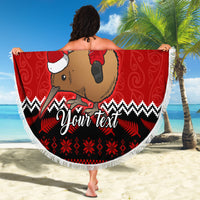 Personalised New Zealand Christmas Beach Blanket Kiwi Santa Claus Maori Meri Kirihimete LT9 - Wonder Print Shop