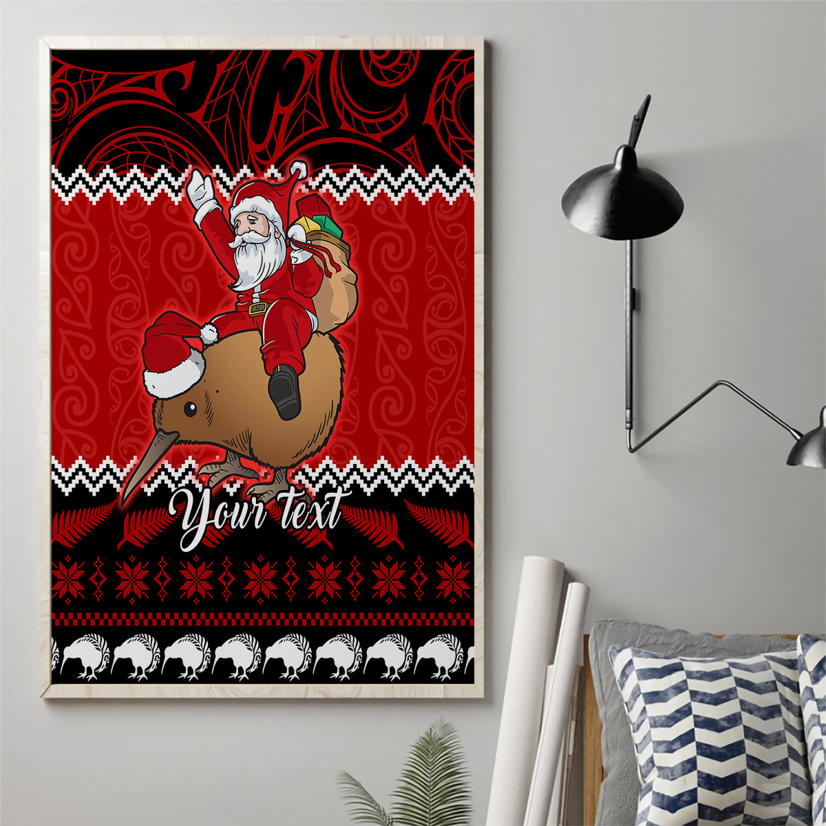 Personalised New Zealand Christmas Canvas Wall Art Kiwi Santa Claus Maori Meri Kirihimete LT9 - Wonder Print Shop