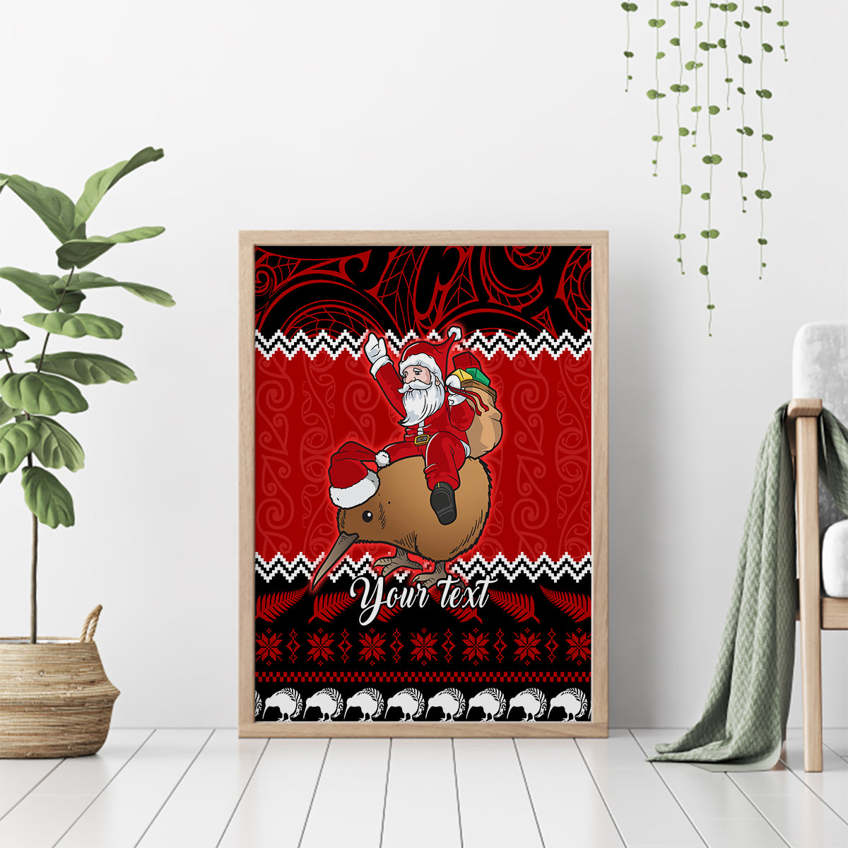 Personalised New Zealand Christmas Canvas Wall Art Kiwi Santa Claus Maori Meri Kirihimete LT9 - Wonder Print Shop