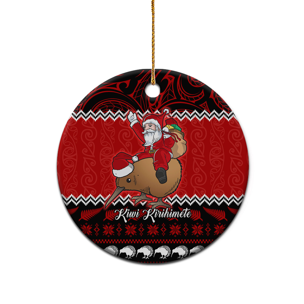 Personalised New Zealand Christmas Ceramic Ornament Kiwi Santa Claus Maori Meri Kirihimete LT9 - Wonder Print Shop