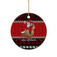 Personalised New Zealand Christmas Ceramic Ornament Kiwi Santa Claus Maori Meri Kirihimete LT9 - Wonder Print Shop