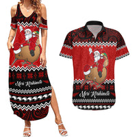 Personalised New Zealand Christmas Couples Matching Summer Maxi Dress and Hawaiian Shirt Kiwi Santa Claus Maori Meri Kirihimete LT9 - Wonder Print Shop