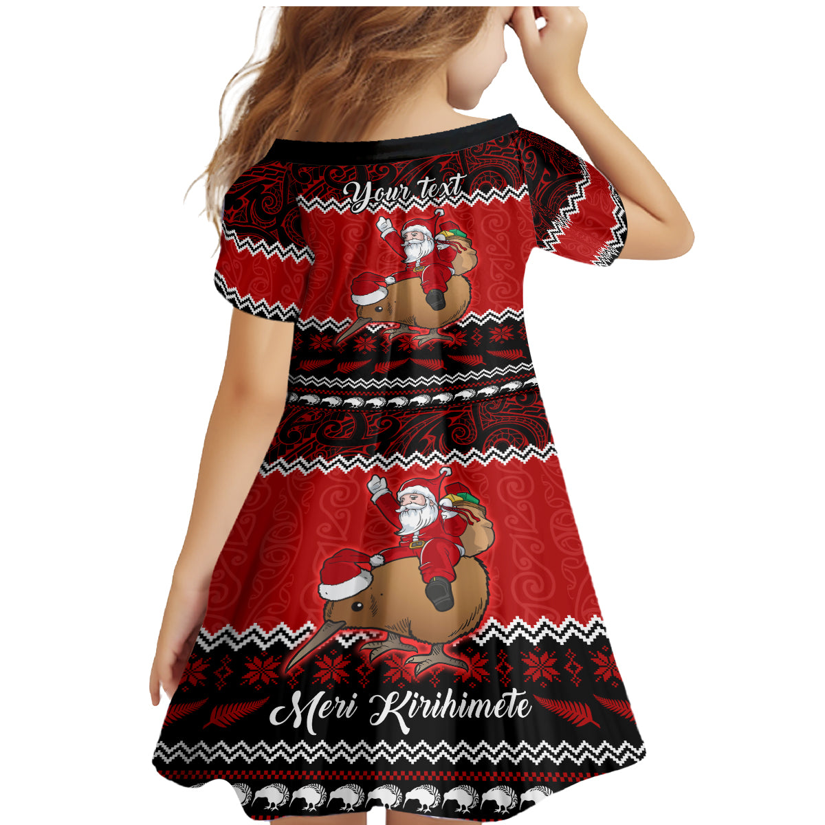 Personalised New Zealand Christmas Family Matching Mermaid Dress and Hawaiian Shirt Kiwi Santa Claus Maori Meri Kirihimete LT9 - Wonder Print Shop