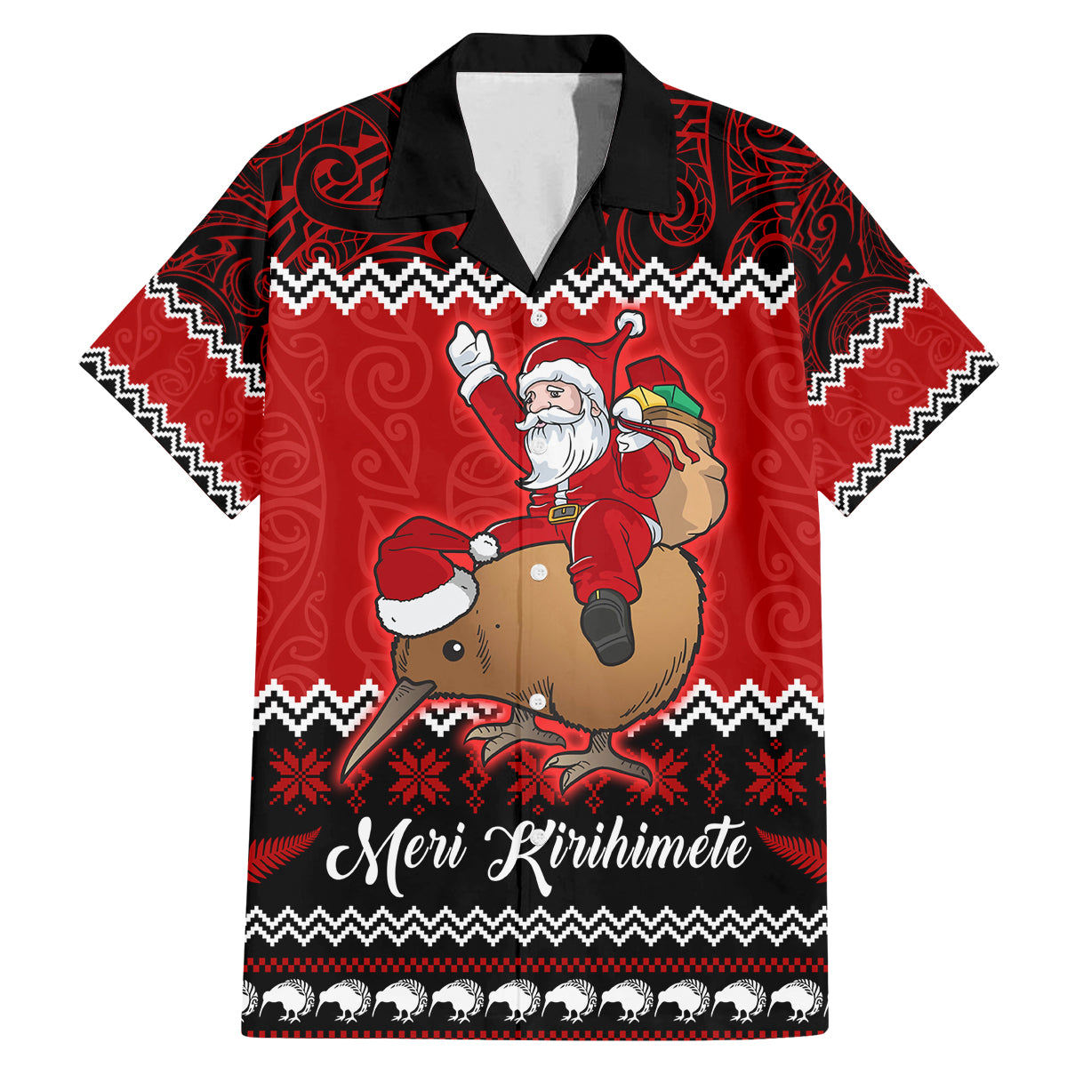 Personalised New Zealand Christmas Family Matching Mermaid Dress and Hawaiian Shirt Kiwi Santa Claus Maori Meri Kirihimete LT9 - Wonder Print Shop