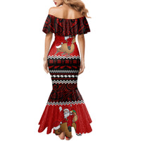 Personalised New Zealand Christmas Family Matching Mermaid Dress and Hawaiian Shirt Kiwi Santa Claus Maori Meri Kirihimete LT9 - Wonder Print Shop
