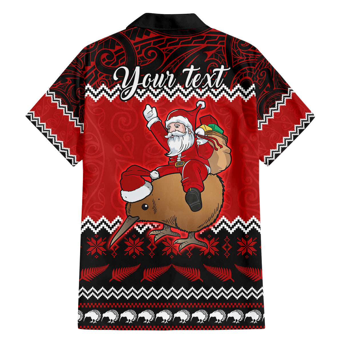 Personalised New Zealand Christmas Family Matching Puletasi Dress and Hawaiian Shirt Kiwi Santa Claus Maori Meri Kirihimete - Wonder Print Shop