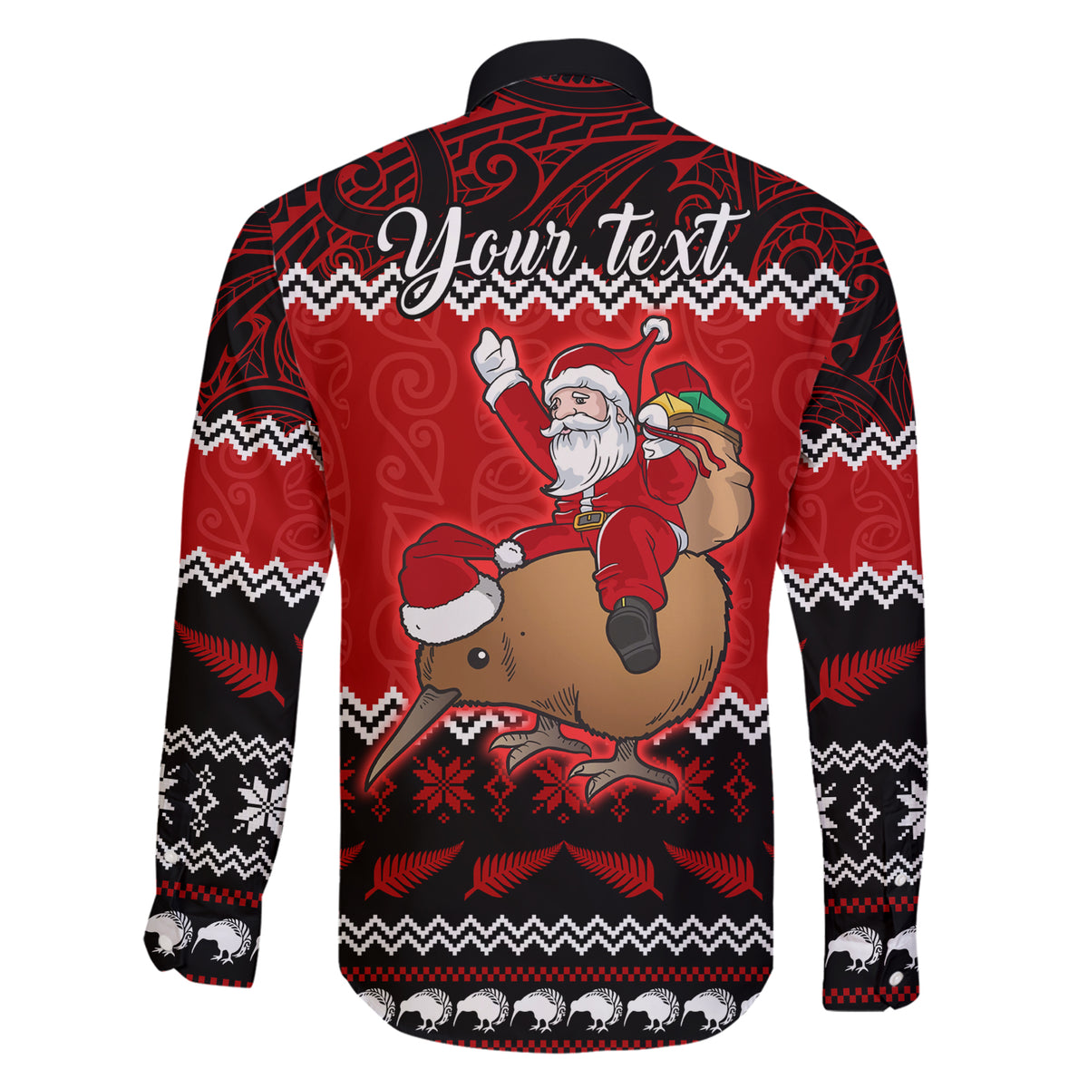 Personalised New Zealand Christmas Family Matching Short Sleeve Bodycon Dress and Hawaiian Shirt Kiwi Santa Claus Maori Meri Kirihimete - Wonder Print Shop