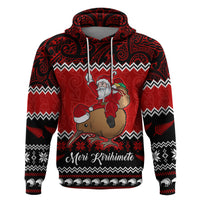Personalised New Zealand Christmas Hoodie Kiwi Santa Claus Maori Meri Kirihimete - Wonder Print Shop