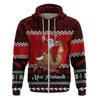Personalised New Zealand Christmas Hoodie Kiwi Santa Claus Maori Meri Kirihimete - Wonder Print Shop