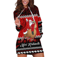 Personalised New Zealand Christmas Hoodie Dress Kiwi Santa Claus Maori Meri Kirihimete - Wonder Print Shop