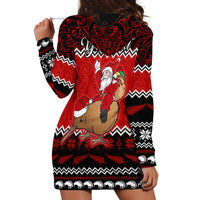 Personalised New Zealand Christmas Hoodie Dress Kiwi Santa Claus Maori Meri Kirihimete - Wonder Print Shop