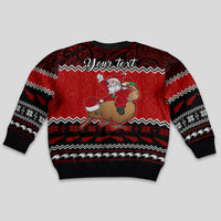 Personalised New Zealand Christmas Kid Ugly Christmas Sweater Kiwi Santa Claus Maori Meri Kirihimete - Wonder Print Shop