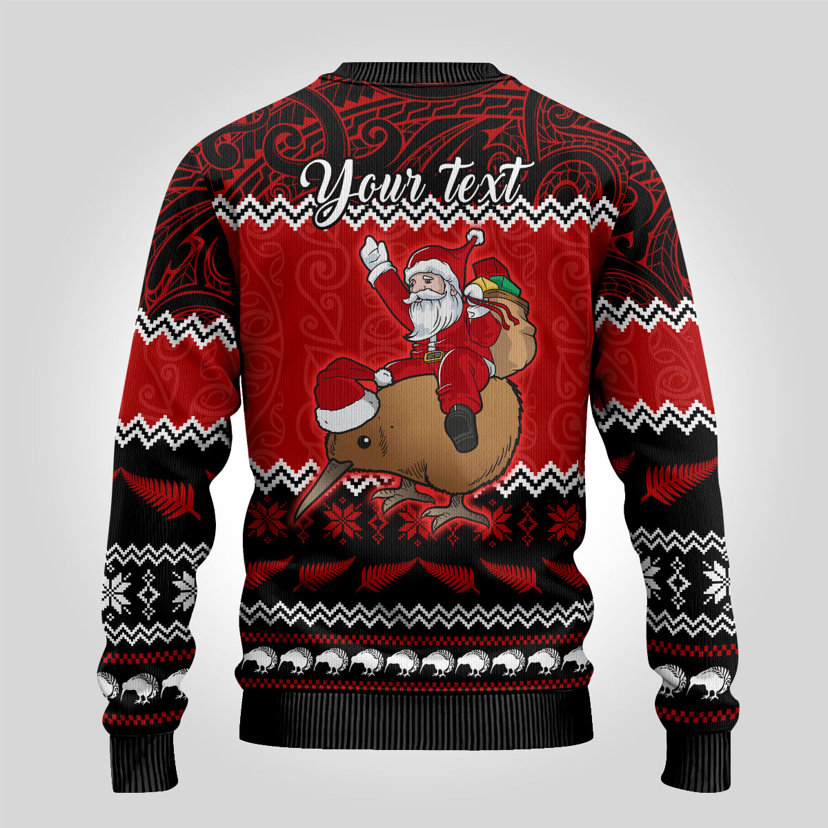 Personalised New Zealand Christmas Ugly Christmas Sweater Kiwi Santa Claus Maori Meri Kirihimete - Wonder Print Shop