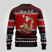 Personalised New Zealand Christmas Ugly Christmas Sweater Kiwi Santa Claus Maori Meri Kirihimete - Wonder Print Shop