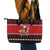 Personalised New Zealand Christmas Leather Tote Bag Kiwi Santa Claus Maori Meri Kirihimete - Wonder Print Shop