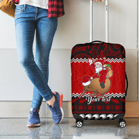 Personalised New Zealand Christmas Luggage Cover Kiwi Santa Claus Maori Meri Kirihimete - Wonder Print Shop