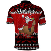 Personalised New Zealand Christmas Polo Shirt Kiwi Santa Claus Maori Meri Kirihimete - Wonder Print Shop